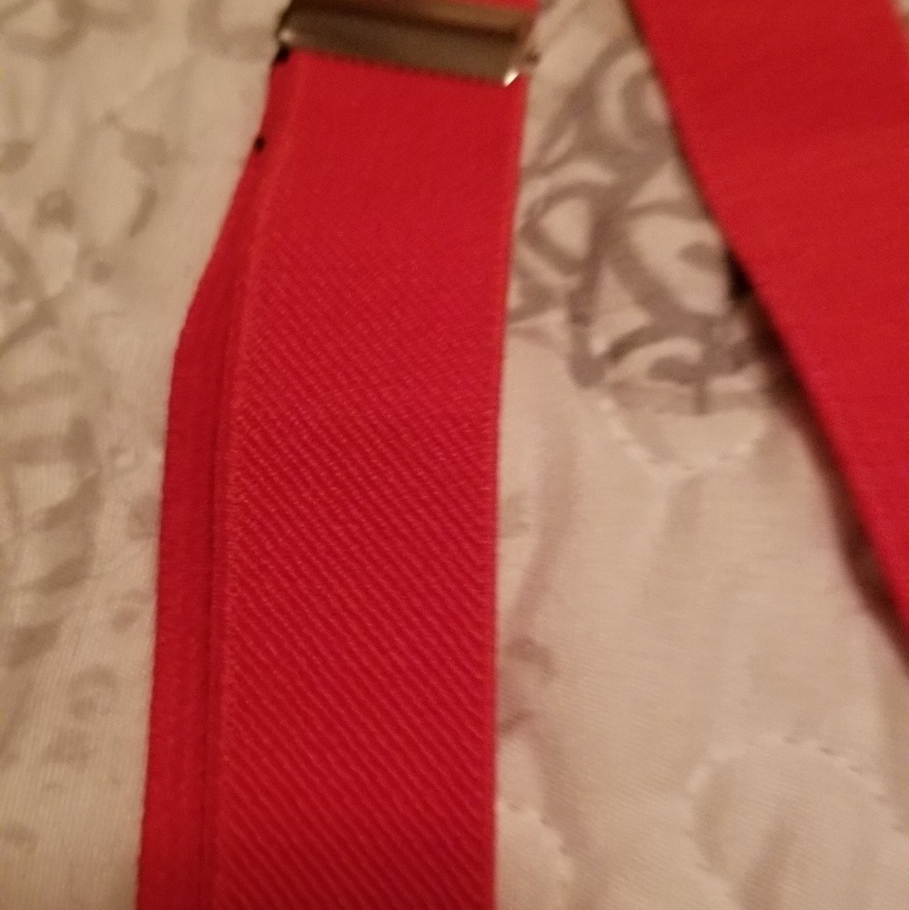 Tuxedo bow & suspenders Ferrari red